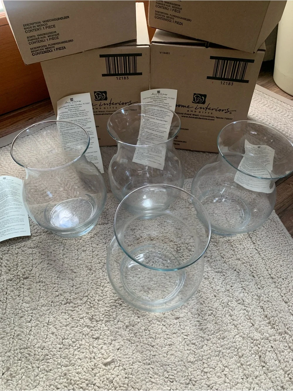 Home Interiors Clear Glass Decorative Vases - Set of 4